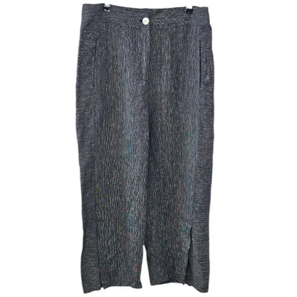 Habitat Womens 100% Linen Wide Leg Slit Bottom Pants Size Medium Lagenlook